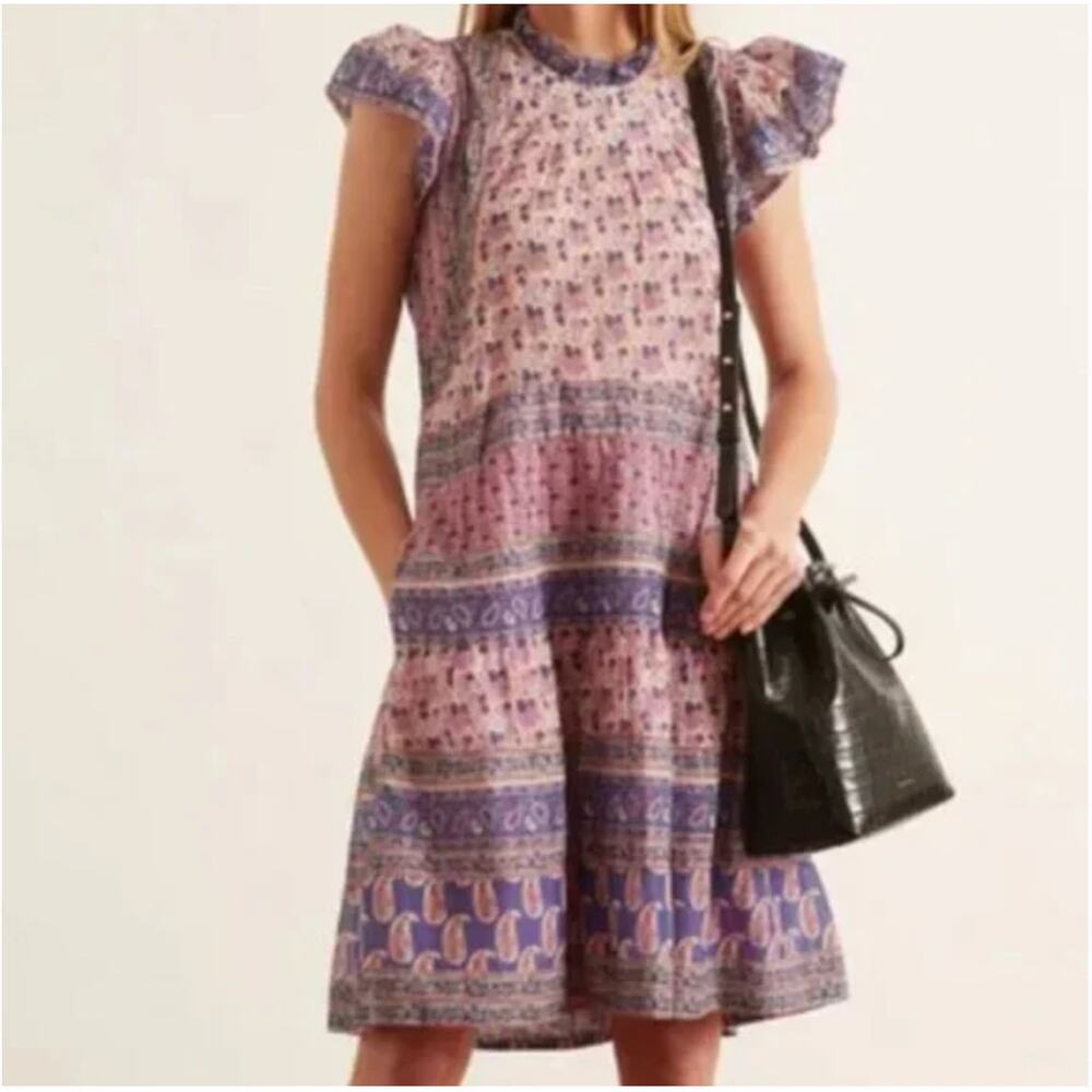 Sea New York Bianca Tiered Tunic Dress in Violet Sz 0